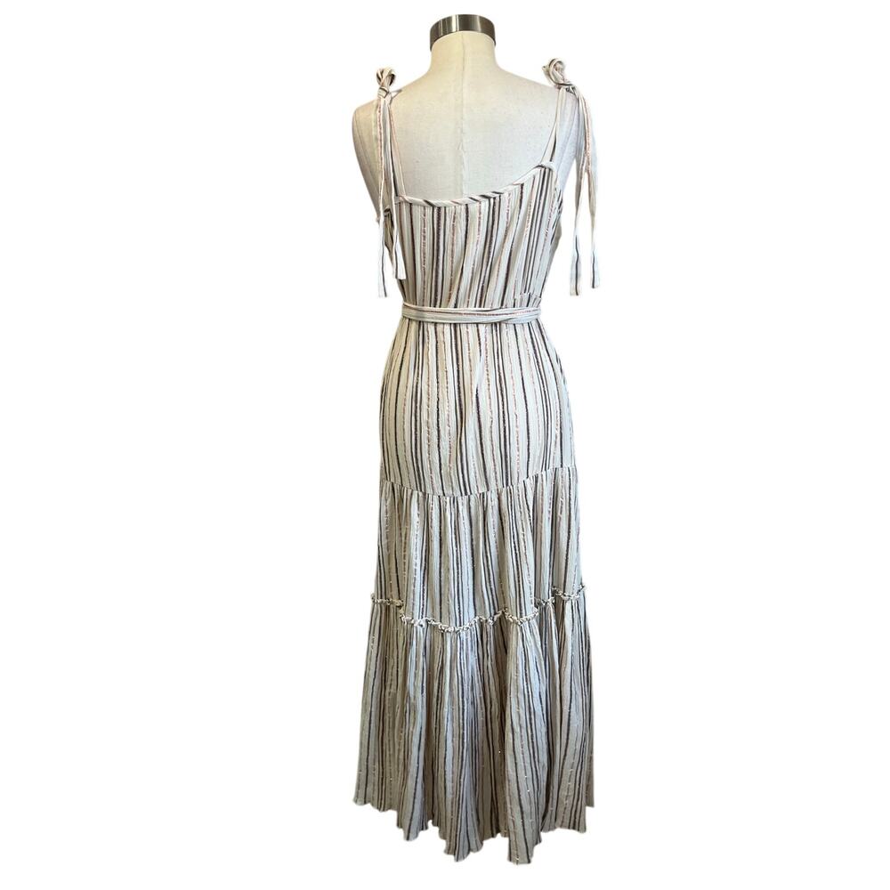 Veronica Beard Michi Metallic Stripe Maxi Dress Elegant Occasion Size Large - Picture 3 of 11